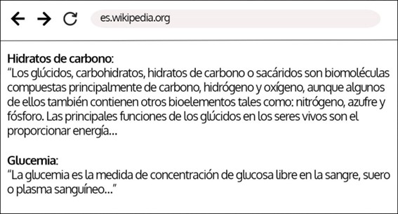 Glucemia e hidratos de carbono según Wikipedia